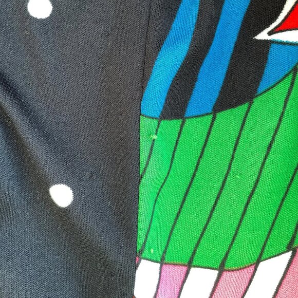 Via Appia 1970s Vintage Italian Pop Art Print Black Jersey Maxi Dress - Picture 7 of 8